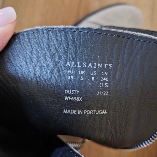 ALLSAINTS hellgraue Wildleder-Kampfstiefel staubig Kappe Zehensohle neu mit Etikett - Bild 4 von 5