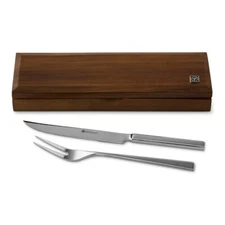 Wusthof 2 Piece Stainless Carving Set with Walnut Box H2050