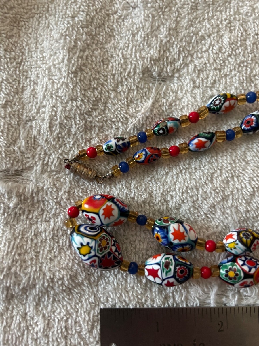 Vintage Venetian Murano Millefiori Glass  Necklace View 3