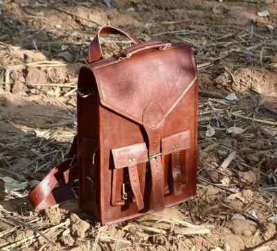 Vintage Leather Brown Rucksack Bag Genuine Unisex Backpack Leather Bag