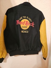 Rare Vintage Hard Rock Cafe Bomber Varsity Wool Leather Jacket Mexico
