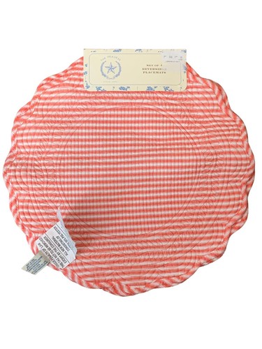 NEW Rachel Ashwell The Prairie 4 Round Placemats Reversible Pink Matelasse - Picture 3 of 3