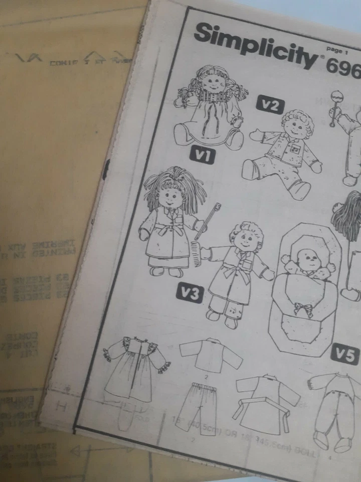 16" 18" Doll Wardrobe Clothing Simplicity 6968 Sewing Pattern Cabbage Sculpted - Image 3 of 4