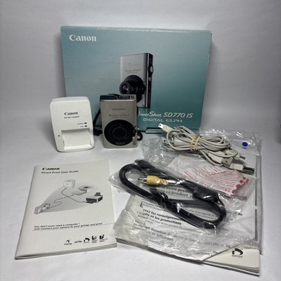 Canon PowerShot SD770 IS 10.0MP Digital Camera Silver w/3x Zoom Bundle Tested
