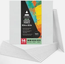 Canvas Boards for Painting 12"x12" Pack of 14 Blank White Square  Acrylic & Oil