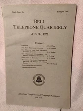 Vtg 1922 Bell Telephone System quarterly magazine American telegraph AT&T Telcom