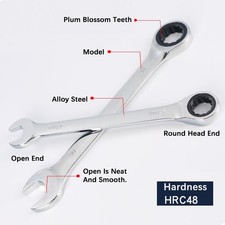 Ratchet Spanners Combination Ratchet Wrench Spanner 72T Fixed CrV 8mm - 15mm