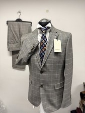 BARBOUR 2PC SUIT PRINCE OF WALES CHECK MOON PURE WOOL 40R TRS 36X30  BNWT (0651)