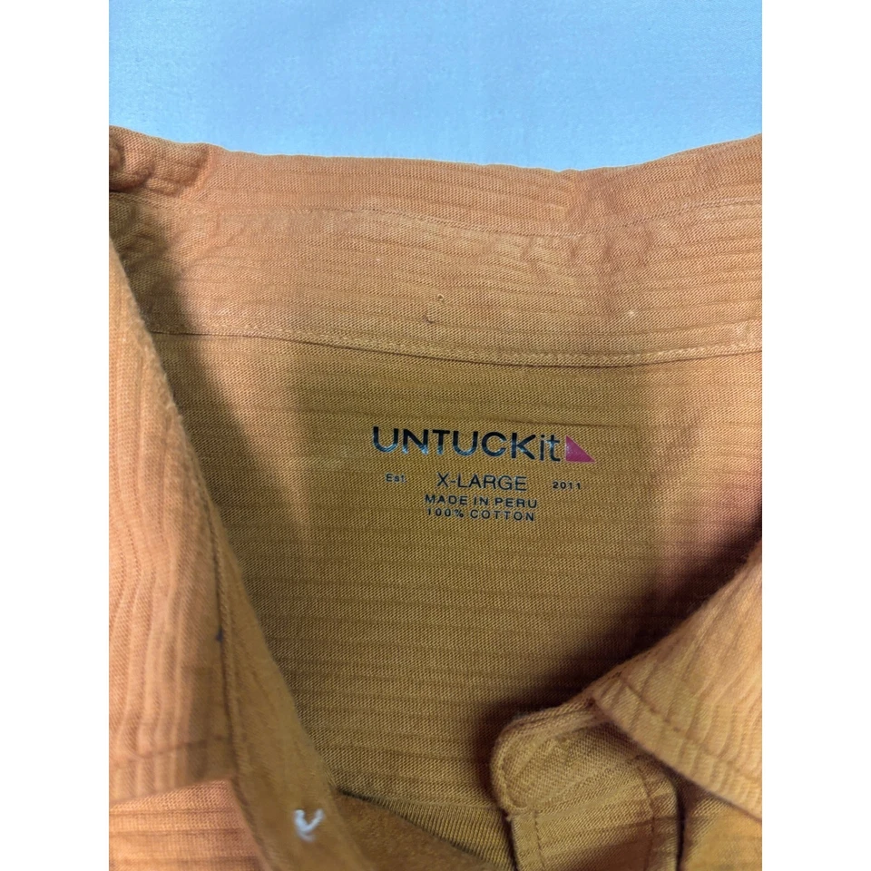 UNTUCKit Branham Men's Orange Textured Long Sleeve Button Down Shirt X Large - Image 2 of 4