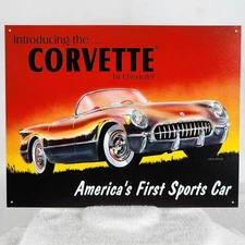 Introducing the Corvette by Chevrolet America's First Sports Car 16"x12.5" Sign