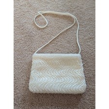 Carla Marchi Vintage White Beaded Evening Bag Wavy Iridescent Bridal Clutch MCM