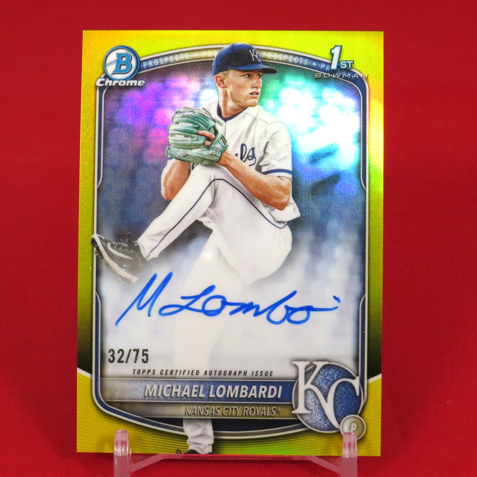 Michael Lombardi AUTO Yellow Refractor /75 2025 Bowman Chrome Draft