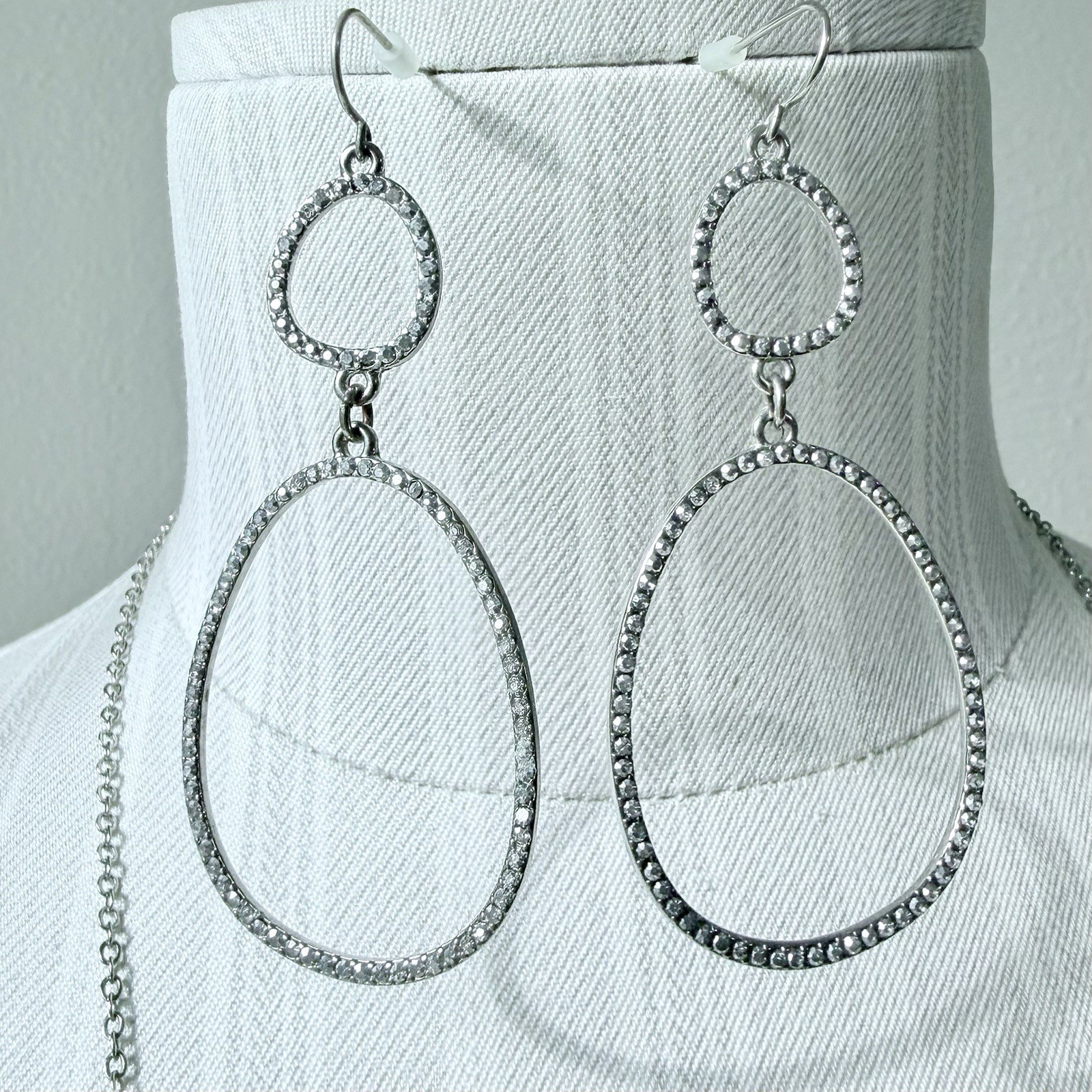 Elevated Boho Silver-Tone Statement Set:Palm Leaf… - image 2