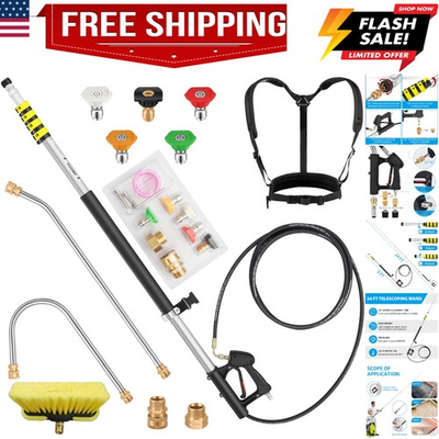 #ad #ad 24 FT Telescoping Pressure Washer Wand Extension Hot Water Supported Power W... $178.19