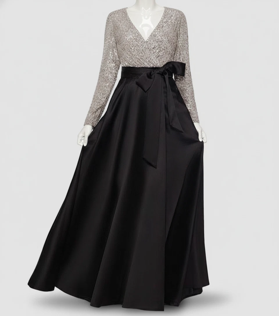knee length dresses for ladies The Elle Long Dress - Black Xs main image 1