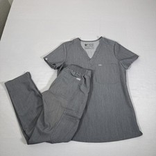 FIGS Scrub Set Womens XXS Grey Technical Collection Top Pants Cargo Petite