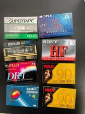 Mixed Lot of 8 Blank Audio Cassette Tapes SONY MAXELL RCA SuperTape New Sealed