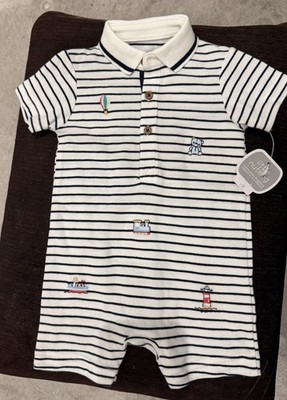 BNWT 3-6 Months Little Nutmeg Collared Romper Polo Top Style Teddy Bears Cute