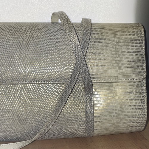 VTG Stuart Weitzman Shoulder Bag - gray - Faux Snakeskin - 11x6 - Picture 2 of 8