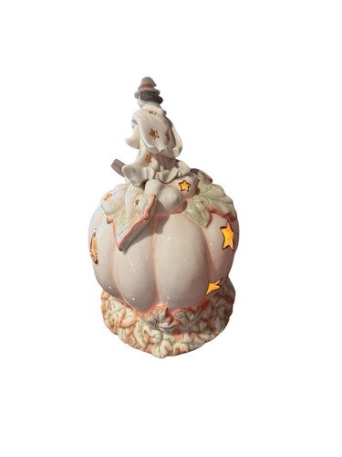 Lenox Halloween seltene Anlässe fliegende Hexe & Kürbis beleuchtete Keramik Skulptur - Bild 4 von 5