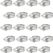 20 Pcs 304 Stainless Steel Hose Clamps 3/8 to 5/8 Inch Adjustable Worm Gear Set