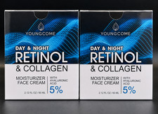 2 Pack Day Night Retinol Collagen Moisturizer Face Cream, Anti-aging, 60 ml