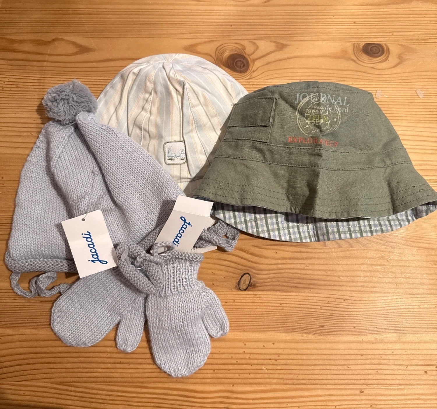 Jacadi 6 month bundle winter hat, mittens, sun hats JW