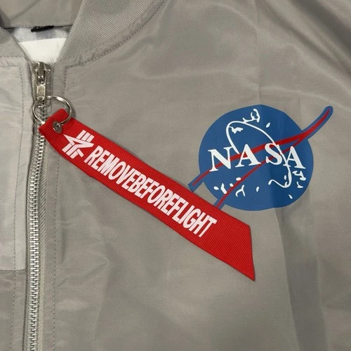 ASSTseries Bomber Jacket NASA Gray Adult Zip Front Windbreaker Size Medium NWOT! image 8
