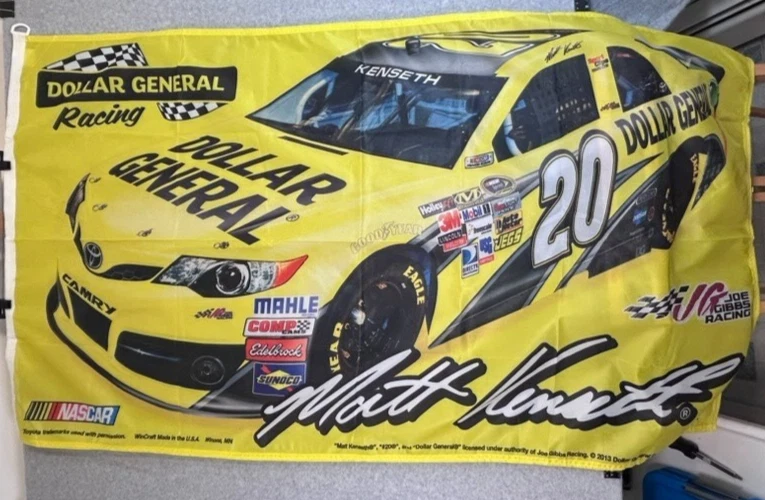 Bandera MATT KENSETH NASCAR #20 dólar amarillo general 3 x 5 pies carreras hecha en EE. UU. Foto 2 de 4