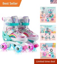 Girls Roller Skates for Kids Beginners 4 Size Adjustable Roller Skates, Light...