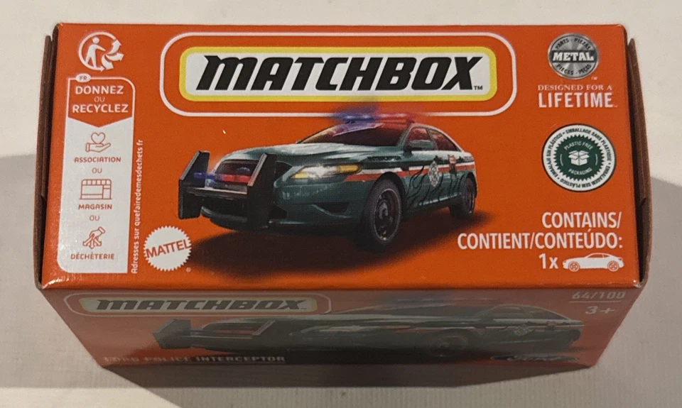2024 Matchbox Power Grabs #64 Ford Police Interceptor Green Forest Ranger Car - Image 2 of 4
