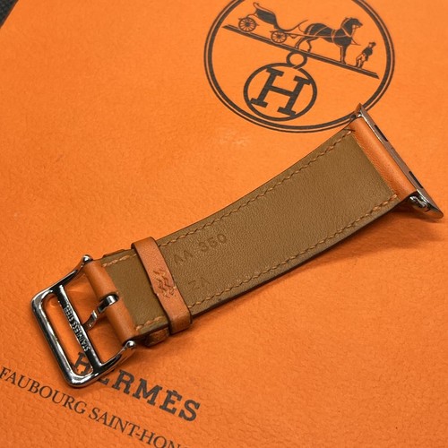 Hermes Apple Watch Leather Band Orange Compatible with 44-49mm Cases - Afbeelding 3 van 10