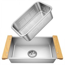 2-in-1 Over the Sink Colander Dish Basin Combo, Dishpan for Kitchen Sink, S...