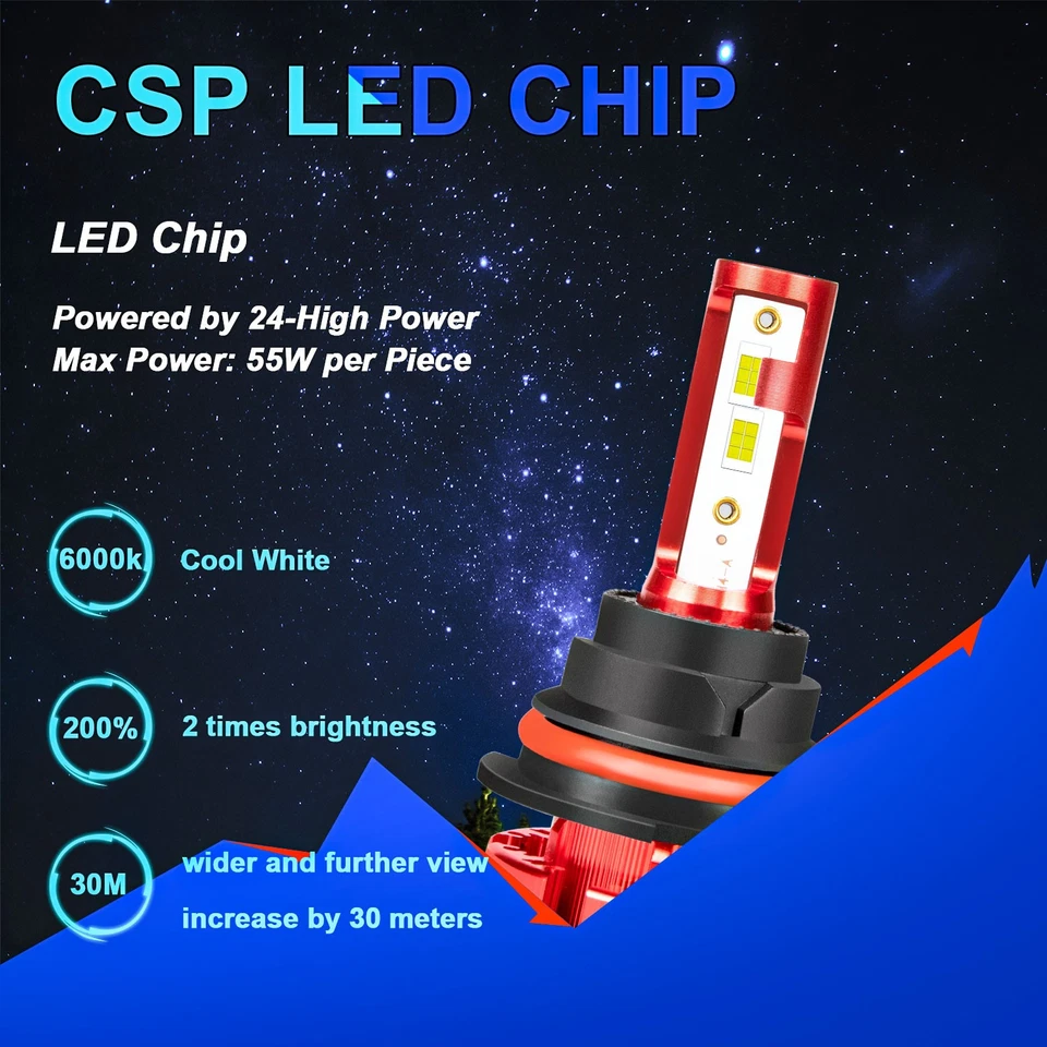 Combo de faros LED altos/bajos para Ford Escort 9007 1998-2003 + bombilla antiniebla 881 Foto 2 de 4