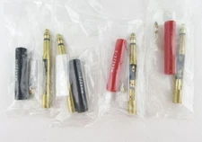 Switchcraft M642/2-2, 2-1,  1/4in Plug TRS Red, Black, Set of 4 - NOS, Free Ship