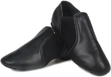 TW Leather Upper Slip on Jazz Shoes 8 Toddler, Black