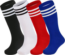 4 Pairs Kids Soccer Socks Baseball Softball Youth Athletic Boys Girls Knee High