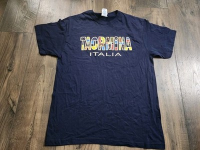 Vintage Mens M Taormina Italy Tourist Souvenir Destination Puff Print T Shirt 