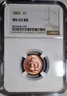 NGC MS-63 RB 1883 Indian Head Cent, Cartwheeling, 80%+ Red, PQ Blazer!