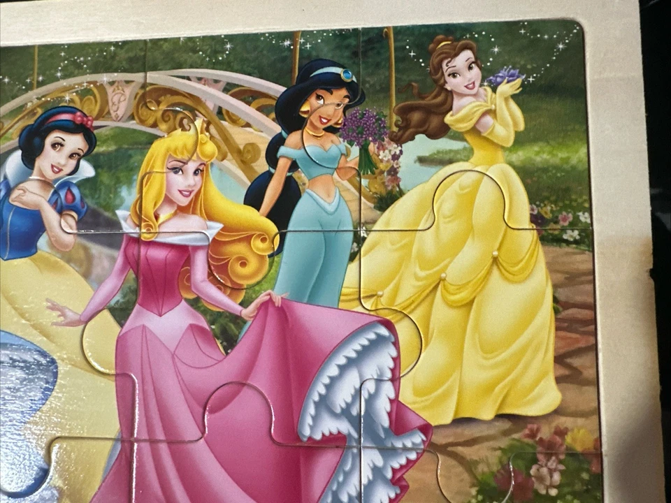 Disney Princess Wooden Jigsaw Puzzle 12 Piece New Snow White Cinderella Jasmin - Image 4 of 4