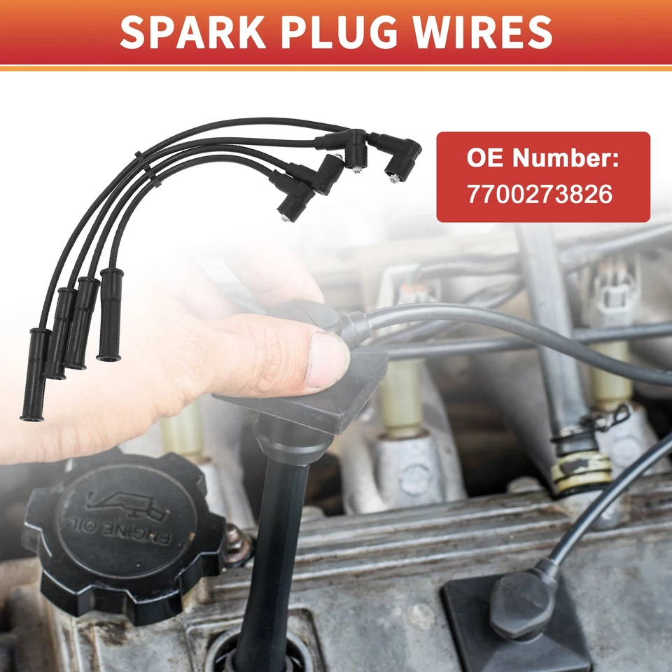 Cable de bobina de encendido de cable de bujía de 4 piezas n.º7700273826 para Renault Megane Foto 3 de 4