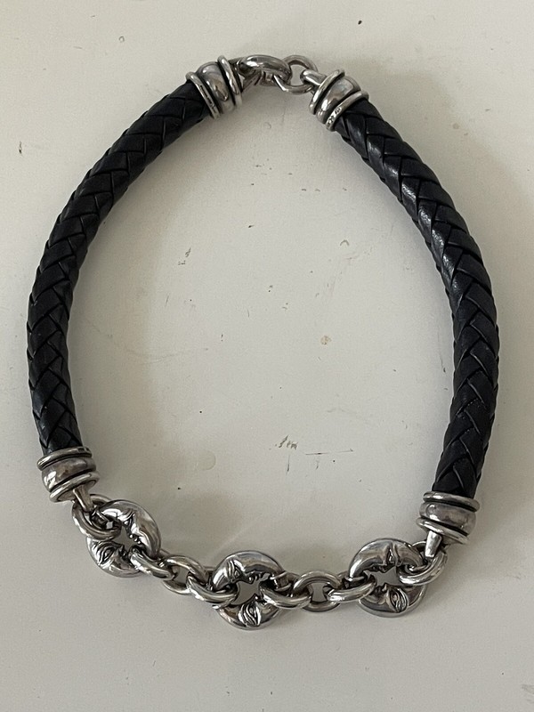 RARE KIESELSTEIN CORD STERLING SILVER BRAIDED LEATHER Moon Faces NECKLACE