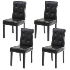 4er-Set Esszimmerstuhl MCW-E58, Stuhl Essstühle Kunstleder schwarz, dunkle Beine