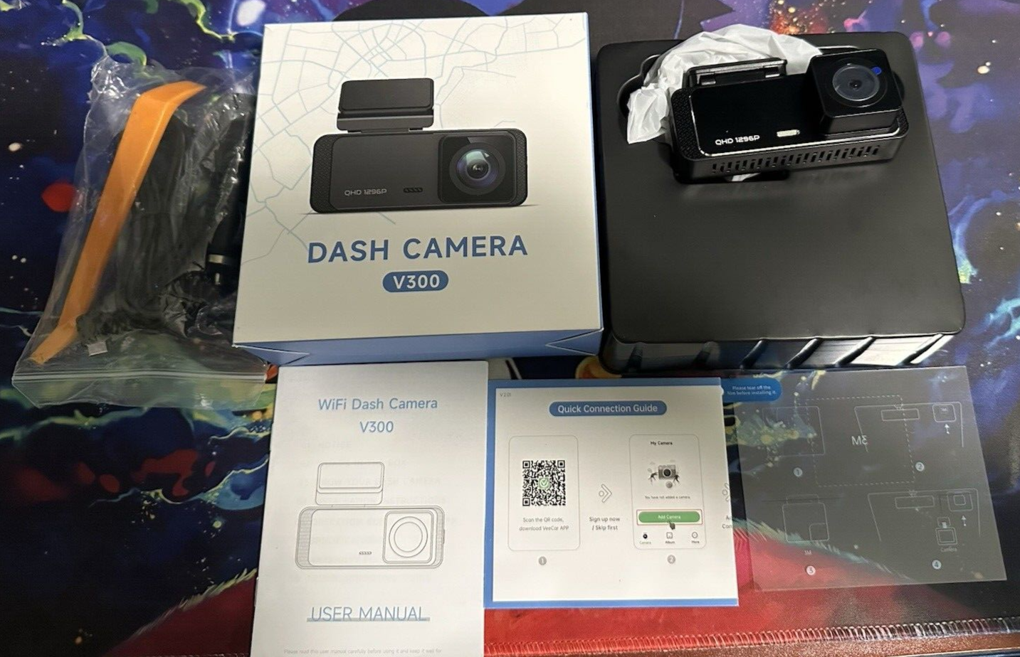 Dash Cam V300 1296P Wi-Fi Front Car Camera with HD Video-image