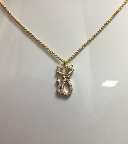 Pave Cat Pendant Necklace 