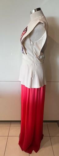STELLA McCARTNEY Ivory,Red Applique Stretch Zip,Peplum Top,Blouse 40IT/8Aust/4US - Picture 9 of 12