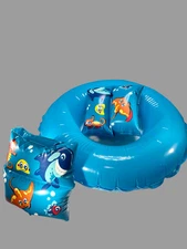 Kids Pool Summer Beach Kit 3 pcs Play Water Set Armbands Splash Ring 17.5" BLUE