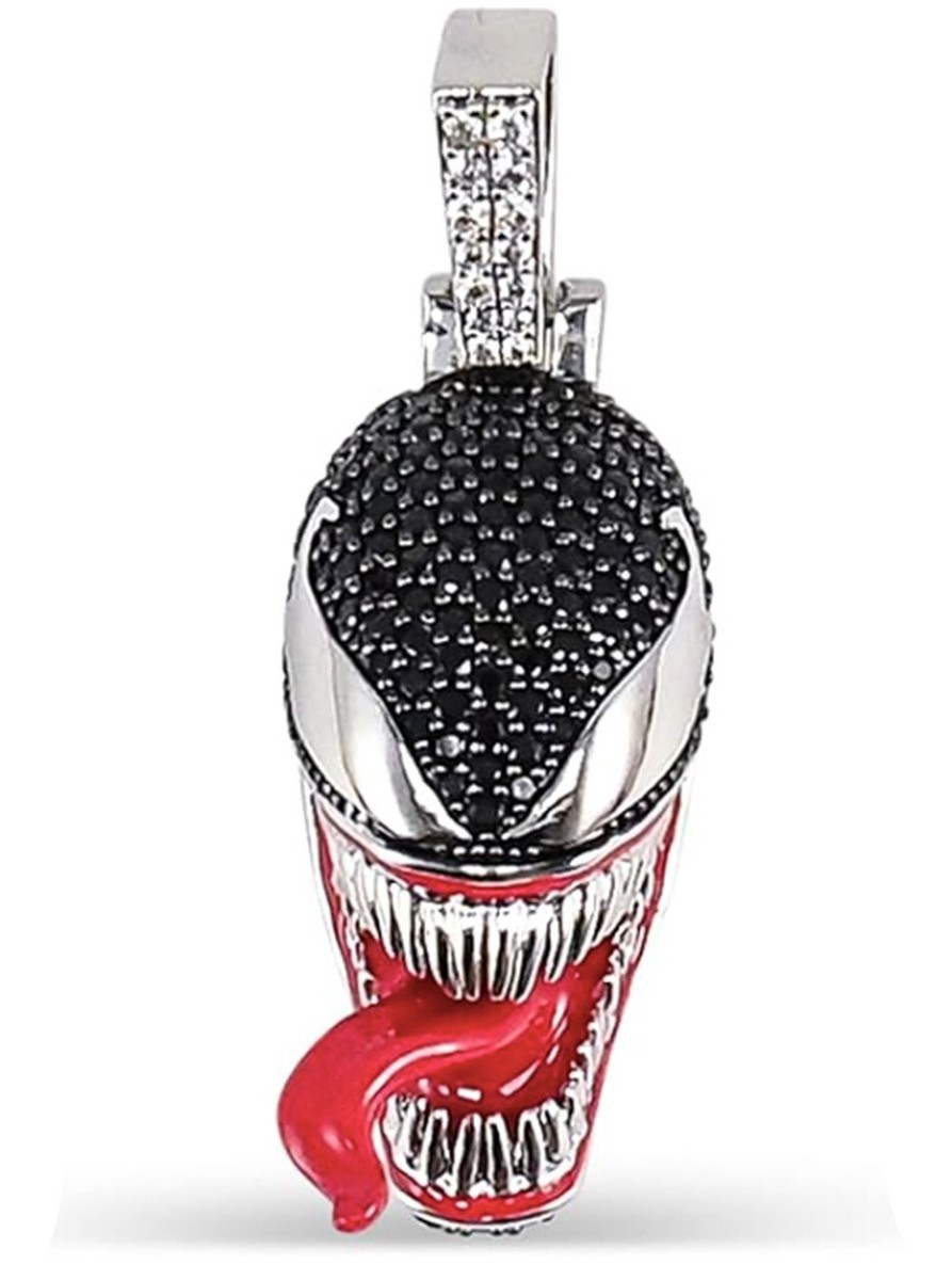 GLD Venom 14k White Gold Plated Necklace Pendant Marvel Comics New