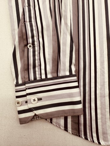 Bugatchi Uomo Long Sleeve Button Down Mens Large Striped Shirt 100% Cotton 2747 - Picture 3 of 8