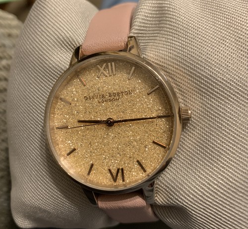 Neu im Karton OLIVIA BURTON Damen Roségold Glitzeruhr rosa Lederarmband - Bild 4 von 5
